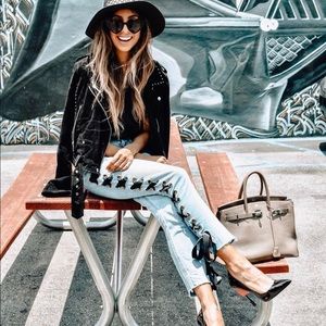 JEANS WITH BLACK LACE